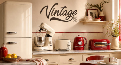 Scopri XD Vintage, il brand di elettrodomestici dal design retrò che unisce stile anni ’50 e ’60, colori pastello e funzionalità moderne per la cucina
