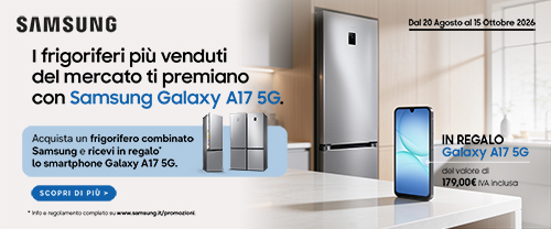 I frigoriferi più venduti del mercato ti premiano con Galaxy A17