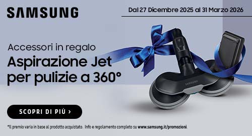 Il meglio delle scope ricaricabili Samsung Jet ti regala, a seconda del prodotto promozionato acquistato, la seconda batteria o la spazzola lavapavimenti