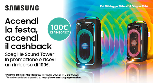 Accendi la festa, accendi il cashback: Scegli le Sound Tower in promozione e ricevi il rimborso