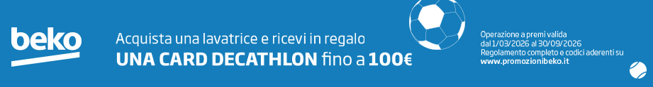 Beko ti regala lo sport: acquista una lavatrice in promozione, in regalo una Card Decathlon fino a 100€