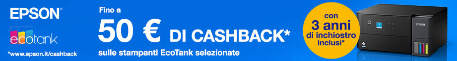 CASHBACK STAMPANTI ECOTANK 2026: acquista una delle stampanti in promozione e ricevi fino a €50 di cashback