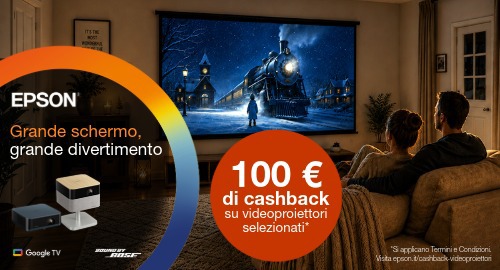 Grande schermo, grande divertimento: 100€ di cashback su videoproiettori selezionati