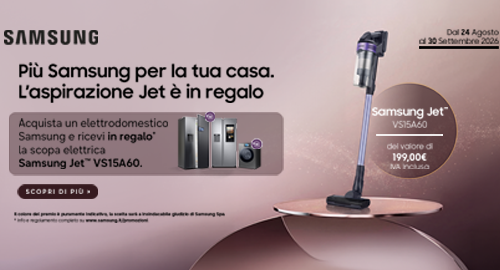 Più Samsung per la tua casa. L’aspirazione Jet è in regalo
