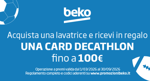 Beko ti regala lo sport: acquista una lavatrice in promozione, in regalo una Card Decathlon fino a 100€
