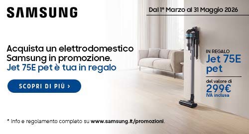 Acquista un Elettrodomestico Samsung in promozione. Jet™ 75E Pet è tua in regalo