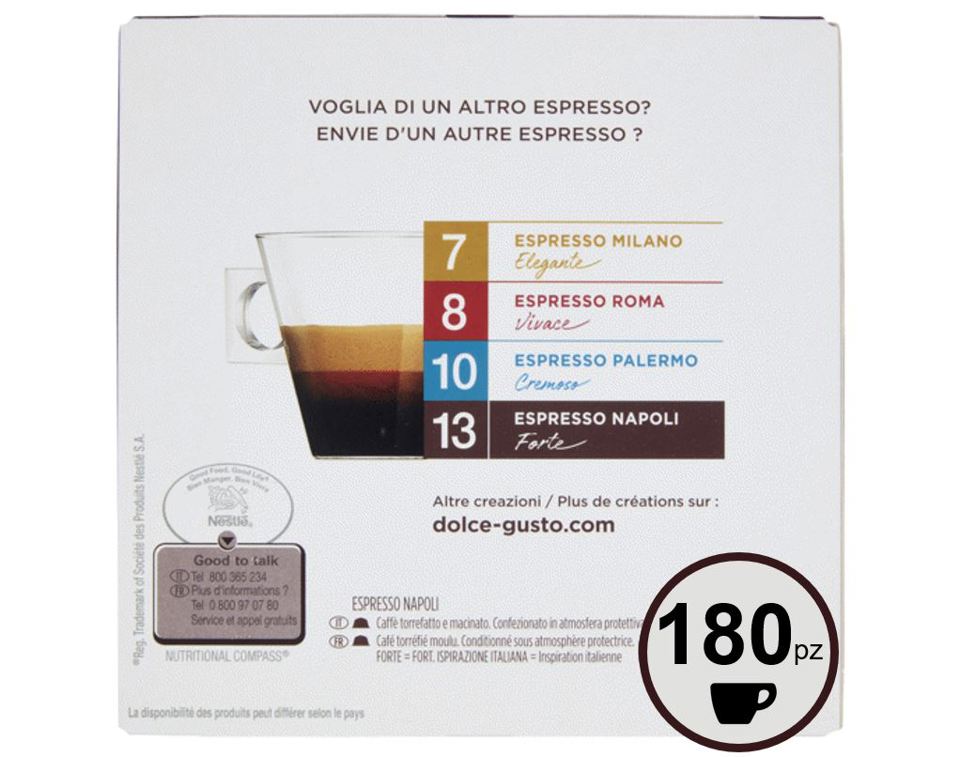 180 Capsule Nescafé Dolce Gusto Caffè Espresso Napoli