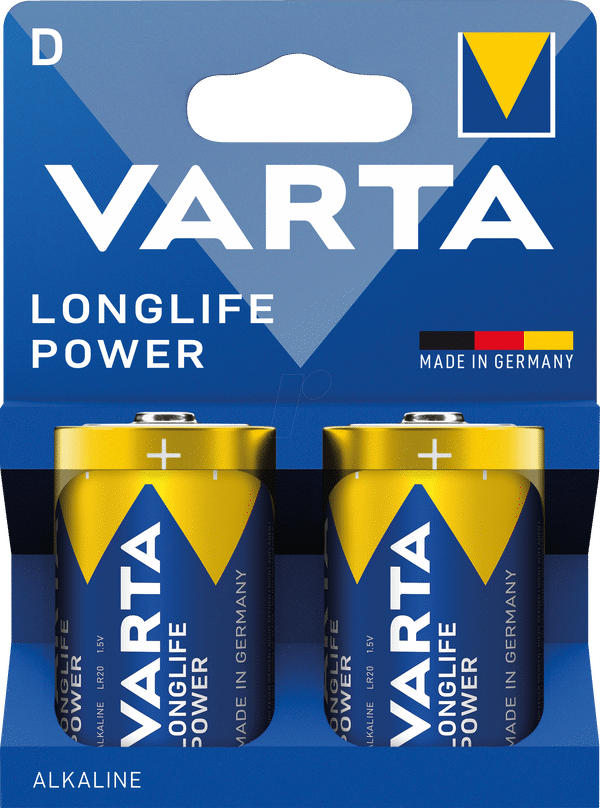 Varta Longlife Power, Batteria Alcalina, D (Mono), 2 pz, Made in Germany
