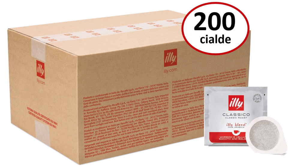 Illy Cialde caffè Classico 200 pz monodose confezionati singolarmente in atmosfera protettiva