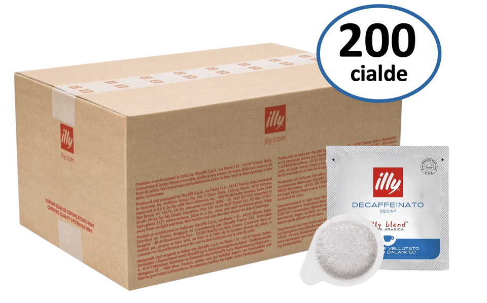 Cialde caffè Decaffeinato 200pz monodose confezionati singolarmente in atmosfera protettiva