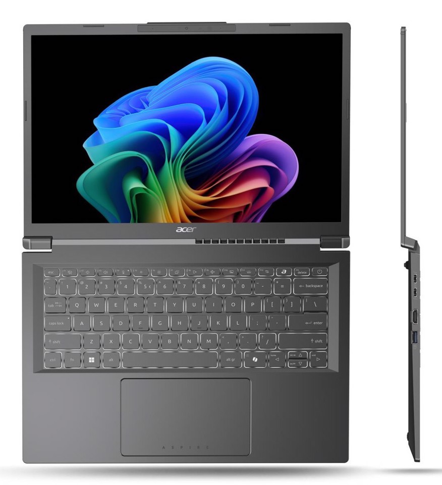 Acer Aspire 14 AI Intel Core Ultra 7 256V Computer portatile 35.6 cm (14") OLED 16 GB LPDDR5x-SDRAM 512 GB SSD Wi-Fi 6E (802.11ax) Windows 11 Home Grigio