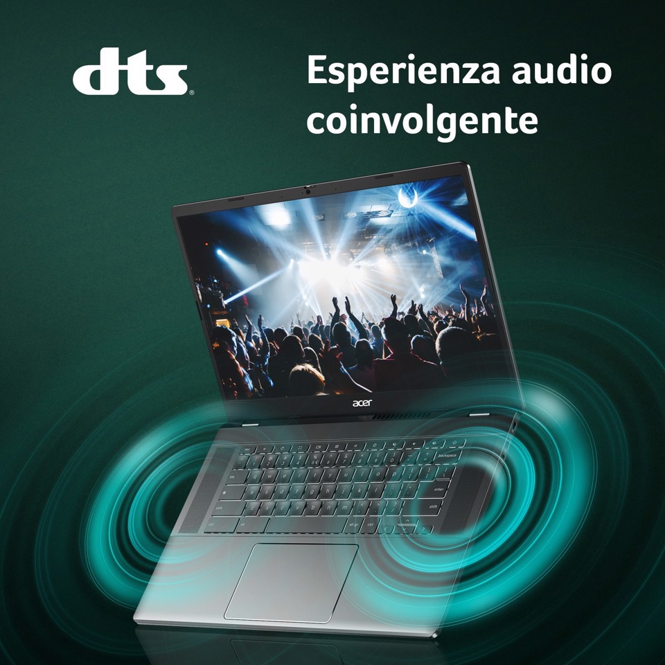 Acer Chromebook Plus 515 CB515-2H-34ZU Laptop con IA Google, 15.6" Full HD, Intel Core i3-1215U, 8GB DDR5-SDRAM, 256GB SSD, Wi-Fi 6E (802.11ax), ChromeOS, Grigio, con funzioni di intelligenza artificiale