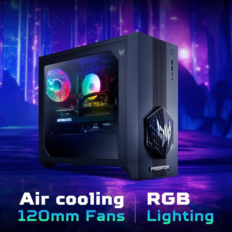 Acer Predator PO3-665_H810 Intel Core Ultra 7 265F 16 GB DDR5-SDRAM 1 TB SSD NVIDIA GeForce RTX 5060 Windows 11 Home Desktop Gaming Nero