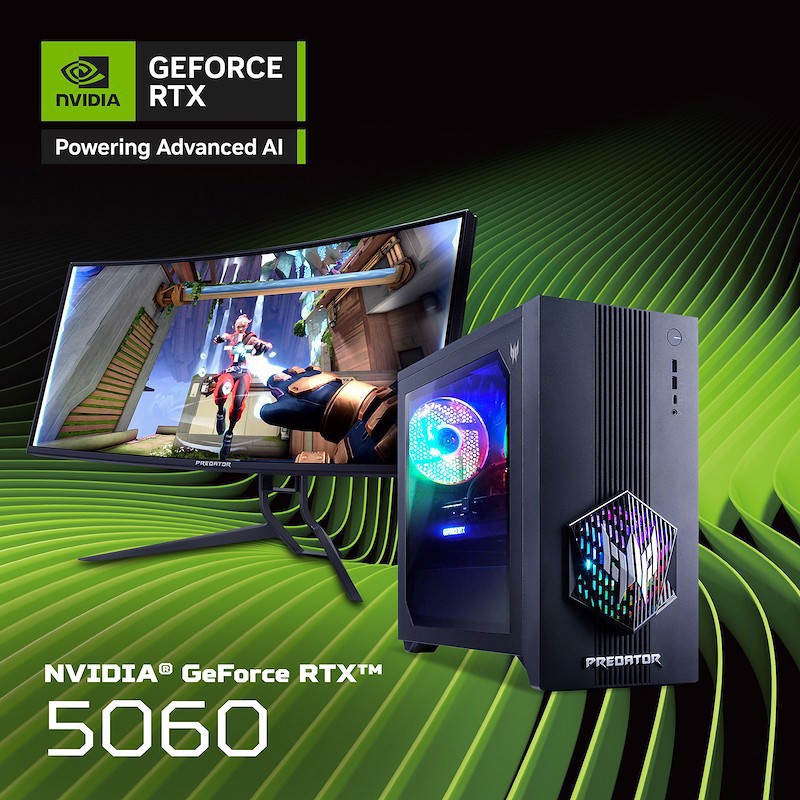 Acer Predator PO3-665_H810 Intel Core Ultra 7 265F 16 GB DDR5-SDRAM 1 TB SSD NVIDIA GeForce RTX 5060 Windows 11 Home Desktop Gaming Nero