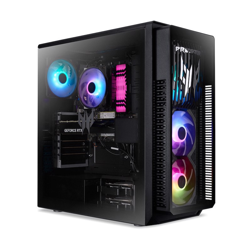 Acer Predator PO5-660 Intel Core Ultra 7 265F 32 GB DDR5-SDRAM 1 TB SSD NVIDIA GeForce RTX 5070 Windows 11 Home Desktop PC Nero