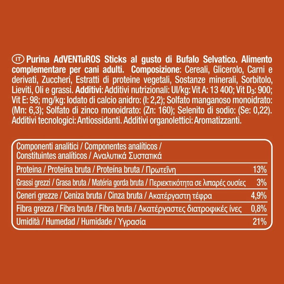 ADVENTUROS 12332722 Sticks Snack Cane al gusto Bufalo 120 g