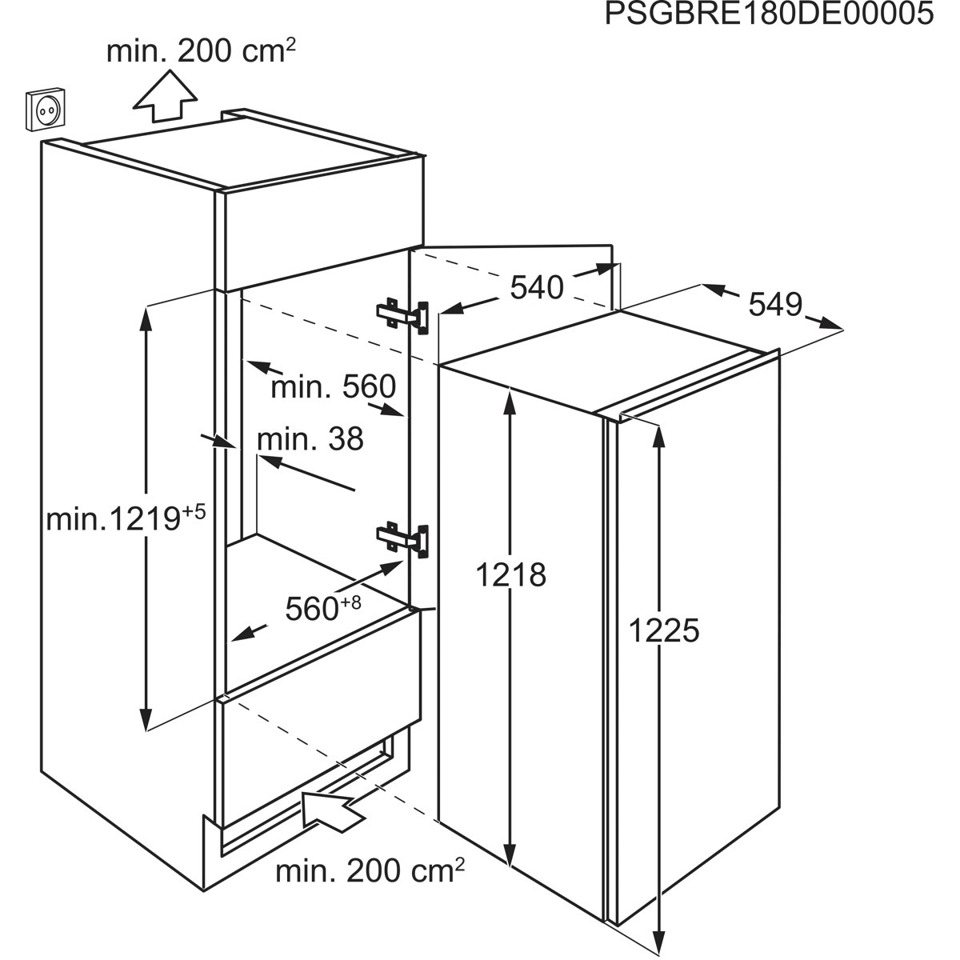AEG Frigorifero Armadio Frigocongelatore Statico Classe E NSF5O12ES