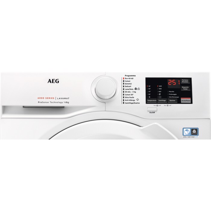 AEG L6FBI48W lavatrice Caricamento frontale 8 kg 1351 Giri/min A Bianco