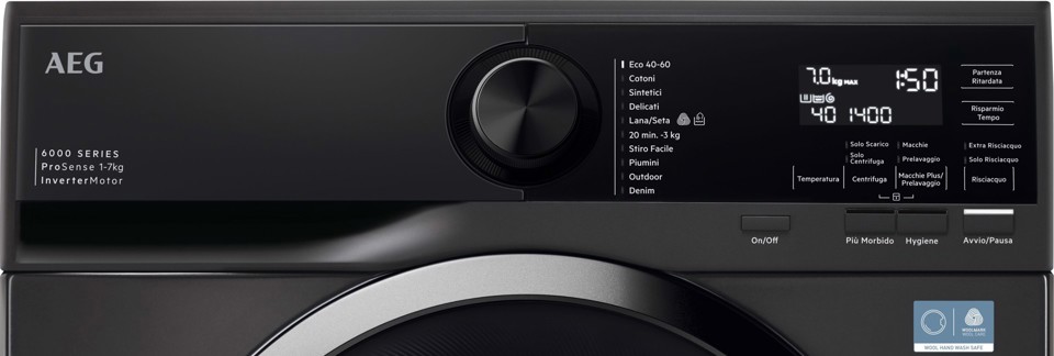 AEG L6SE74ABL lavatrice Caricamento frontale 7 kg 1400 Giri/min Nero