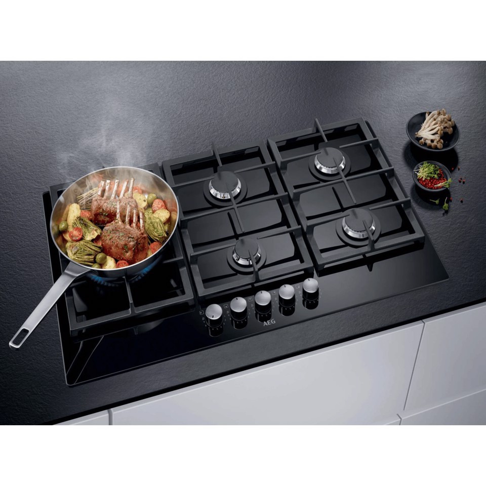 AEG Piano Gas Comandi Frontali 75 Cm HKB75820NB