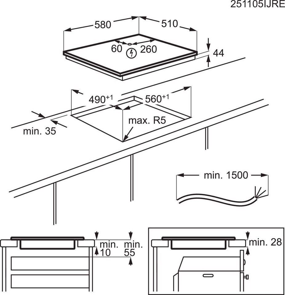 AEG PIANO INDUZIONE BOIL&FRY SAPHIRMATT 60 CM TI64IB3BIZ