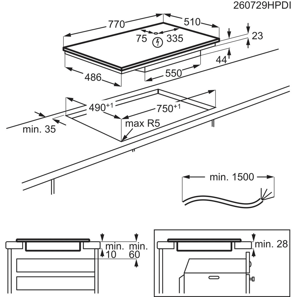 AEG Piano Induzione Boil&Fry Saphirmatt 80 Cm TI84IB30IZ MADE IN EUROPE