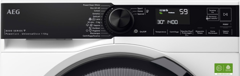 AEG Serie 8000 LR8FH104VY lavatrice Caricamento frontale 10 kg 1351 Giri/min Bianco