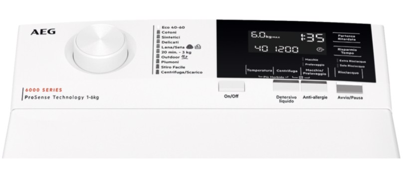AEG Series 6000 LTR6G26A lavatrice Caricamento dall'alto 6 kg 1151 Giri/min Bianco