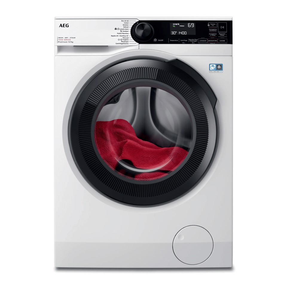 AEG Series 7000 Lavasciuga 11+7 Kg Classe D/A-5% 1400 Giri MADE IN ITALY LWR7D1174B