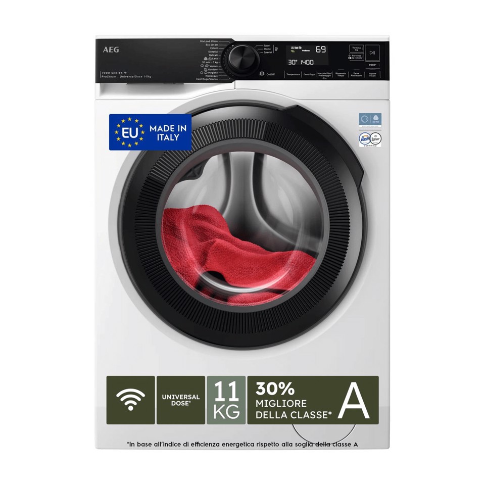 AEG Series 7000 Lavatrice Carica Frontale 11 Kg Classe A-30% 1400 Giri MADE IN ITALY LR7FH114VY