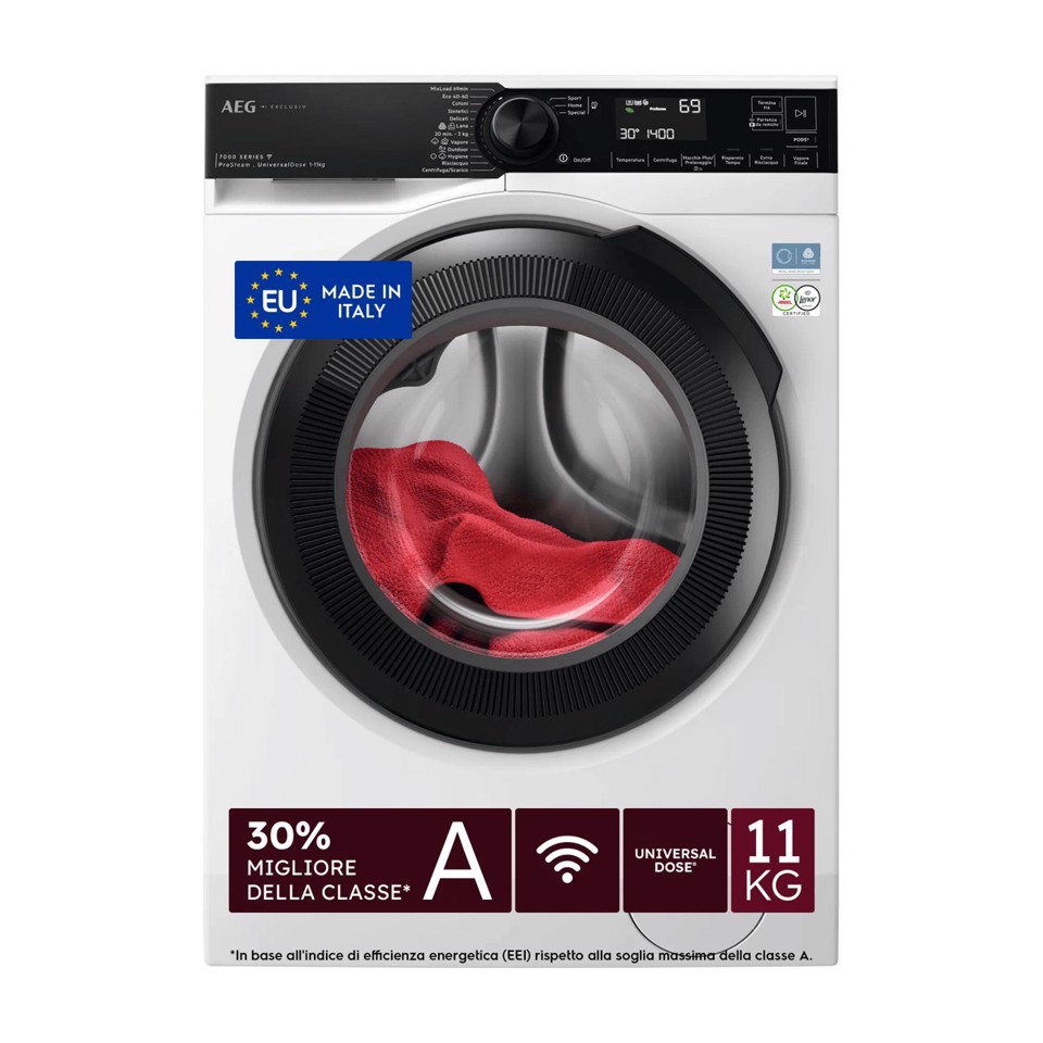 AEG Series 7000 Lavatrice Carica Frontale 11 Kg Classe A-30% 1400 Giri MADE IN ITALY XLR7FH11YV