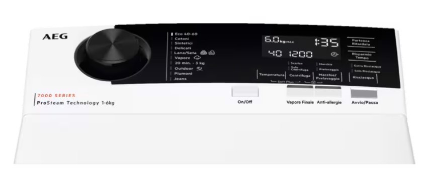 AEG Series 7000 LTR7E37S lavatrice Caricamento dall'alto 7 kg 1300 Giri/min Bianco