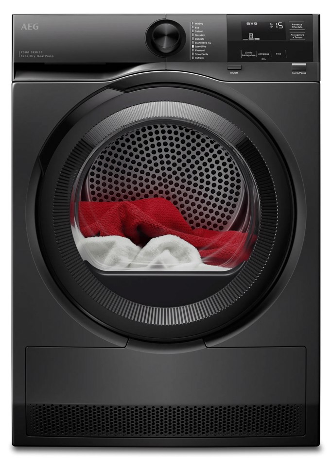 AEG Series 7000 TR7HG18B asciugatrice Libera installazione Caricamento frontale 8 kg Nero