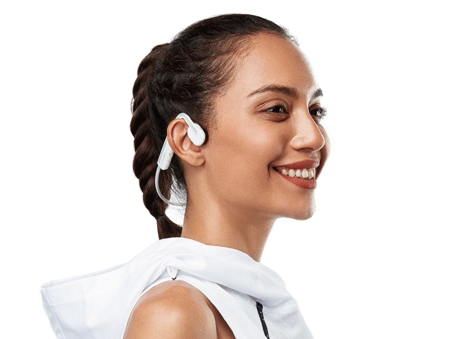 Aftershokz OpenMove Cuffia Aggancio, Passanuca USB tipo-C Bluetooth Bianco