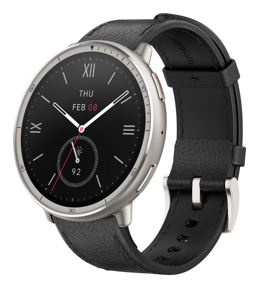 Amazfit Active 2 Round Premium secondo cinturino rosso in silicone Vetro zaffiro con display AMOLED Pagamento contactless Durata della batteria fino a 10 giorni 5 sistemi satellitari & mappe offline