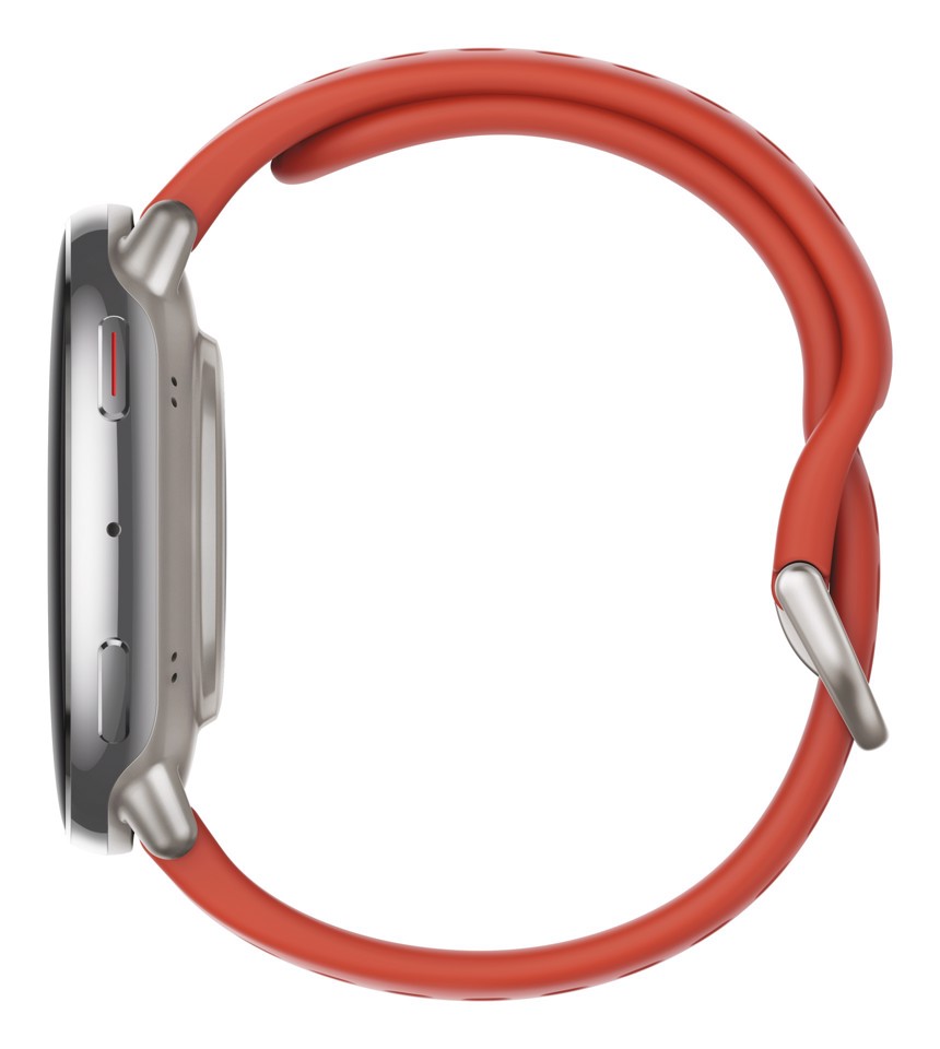 Amazfit Active 2 Round Premium secondo cinturino rosso in silicone Vetro zaffiro con display AMOLED Pagamento contactless Durata della batteria fino a 10 giorni 5 sistemi satellitari & mappe offline