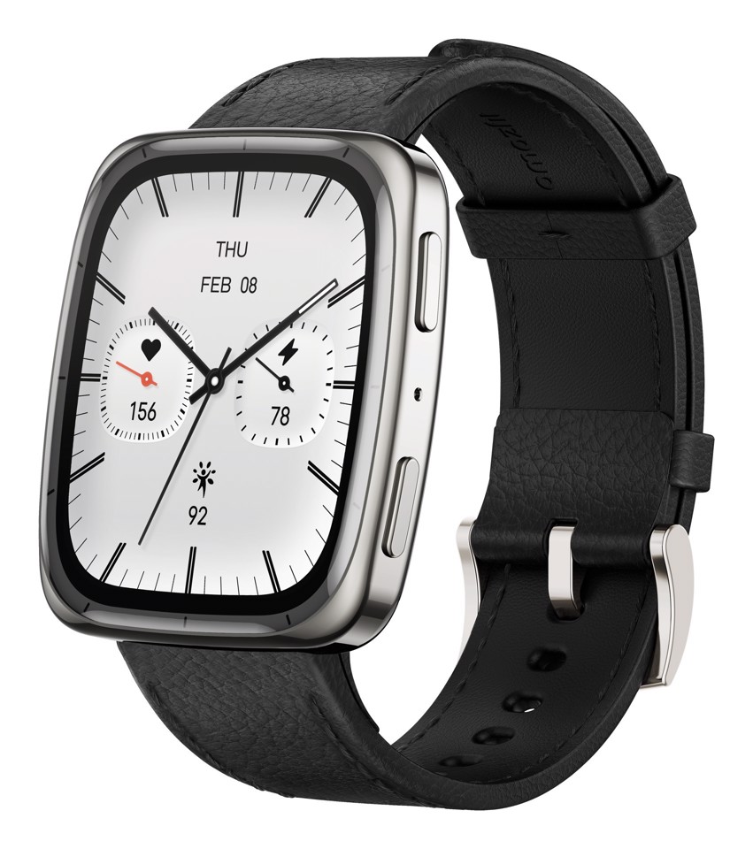 Amazfit Active 2 Square secondo cinturino rosso in silicone Vetro zaffiro con display AMOLED Pagamento contactless 5 sistemi satellitari & mappe offline Durata della batteria fino a 10 giorni