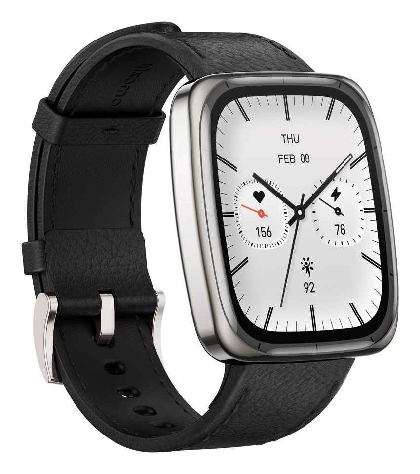 Amazfit Active 2 Square secondo cinturino rosso in silicone Vetro zaffiro con display AMOLED Pagamento contactless 5 sistemi satellitari & mappe offline Durata della batteria fino a 10 giorni