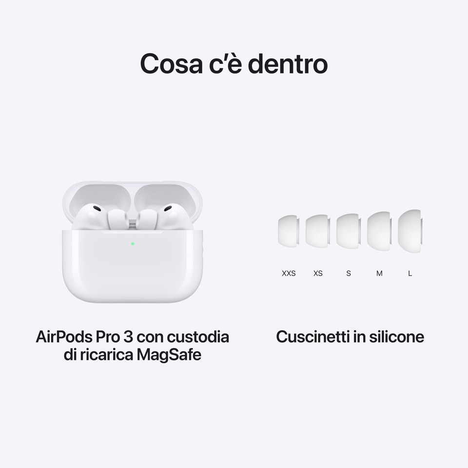 Apple AirPods Pro (terza generazione) AirPods Pro (3rd generation) Auricolare True Wireless Stereo (TWS) In-ear Chiamate/Musica/Sport/Tutti i giorni Bluetooth Bianco