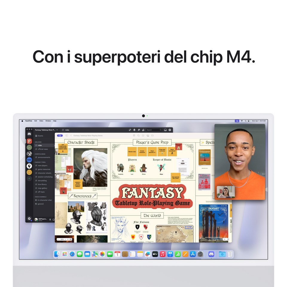 Apple iMac 24"Retina Display 4,5K, Chip M4 con CPU 10‑core, GPU 10‑core, 16GB, 512GB SSD, Argento