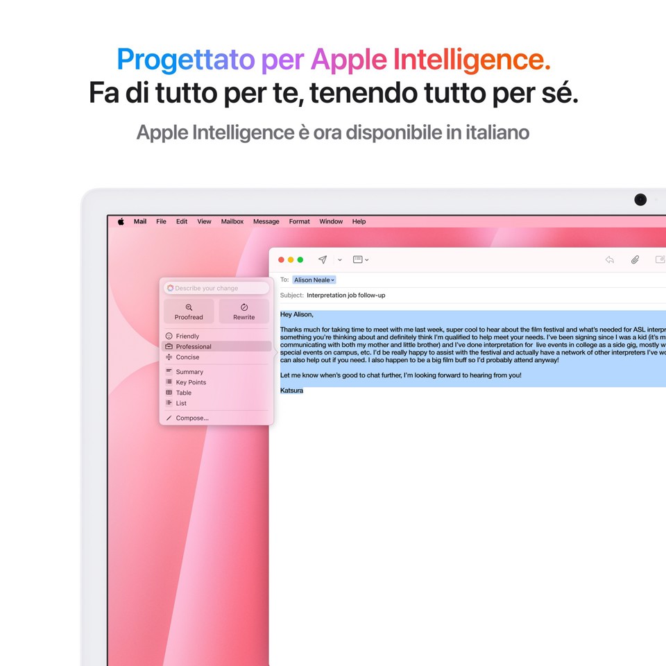 Apple iMac 24"Retina Display 4,5K, Chip M4 con CPU 8‑core, GPU 8‑core, 16GB, 256GB SSD, Rosa
