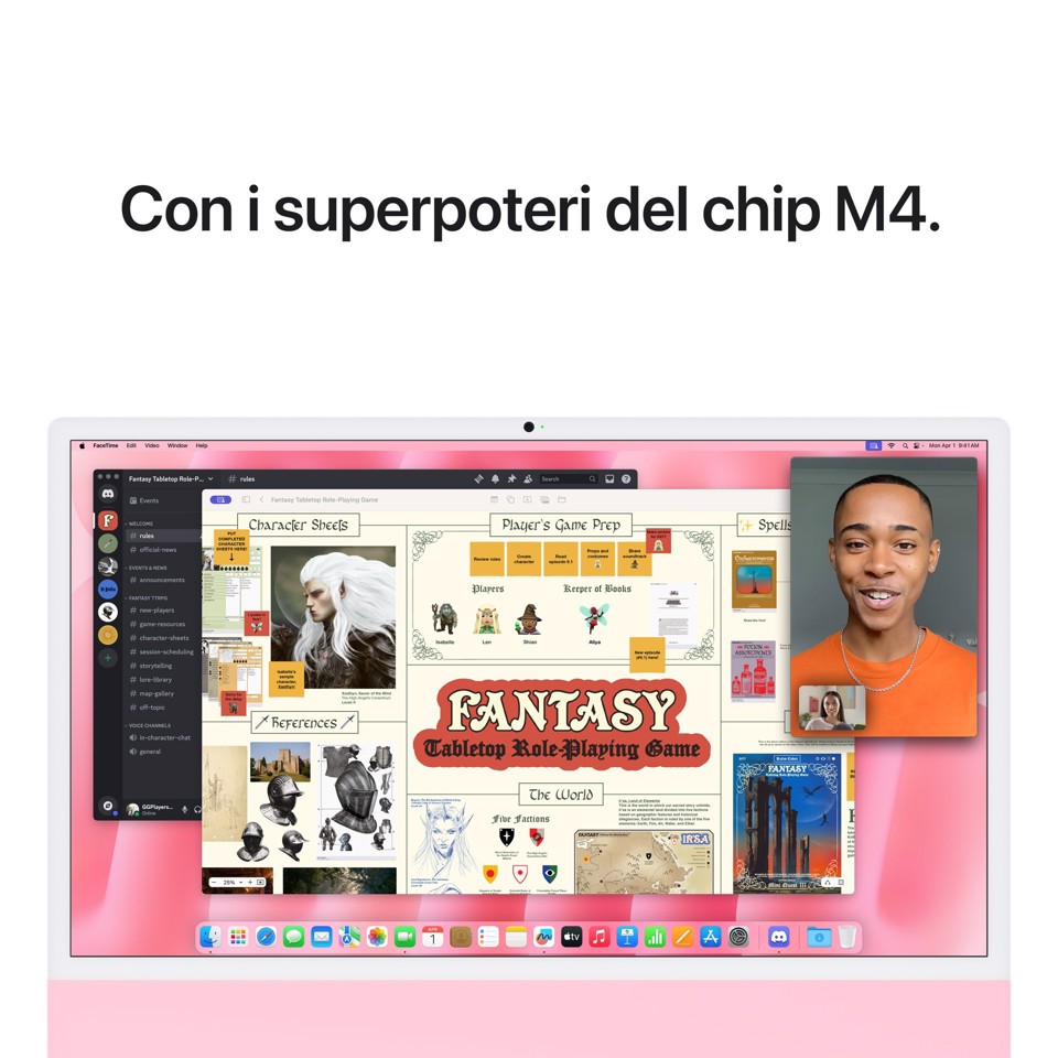 Apple iMac 24"Retina Display 4,5K, Chip M4 con CPU 8‑core, GPU 8‑core, 16GB, 256GB SSD, Rosa