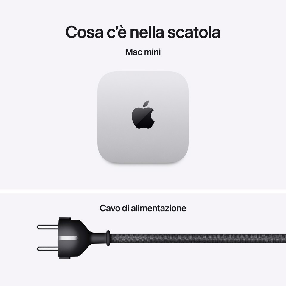 Apple Mac mini : Chip M6 con cpu 12 core e gpu 12 core, 512GB SSD - Argento