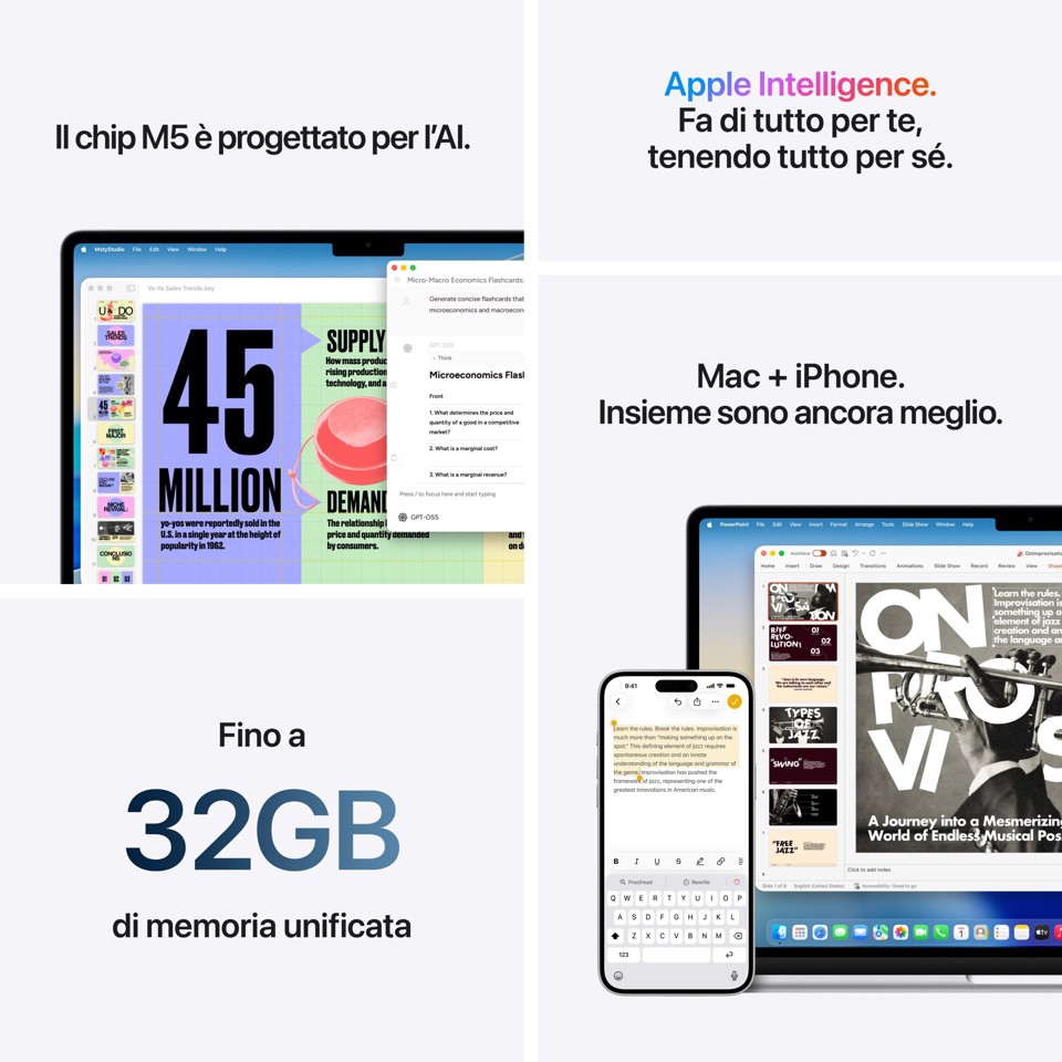 Apple MacBook Air 15" M5 chip 10‑core CPU 10‑core GPU, 16GB, 1TB SSD - Mezzanotte