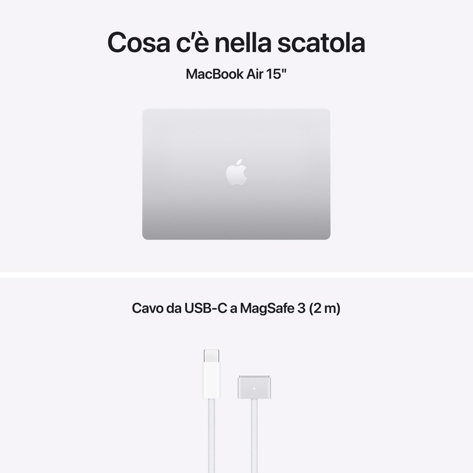 Apple MacBook Air 15" M5 chip 10‑core CPU 10‑core GPU, 16GB, 512GB SSD - Argento