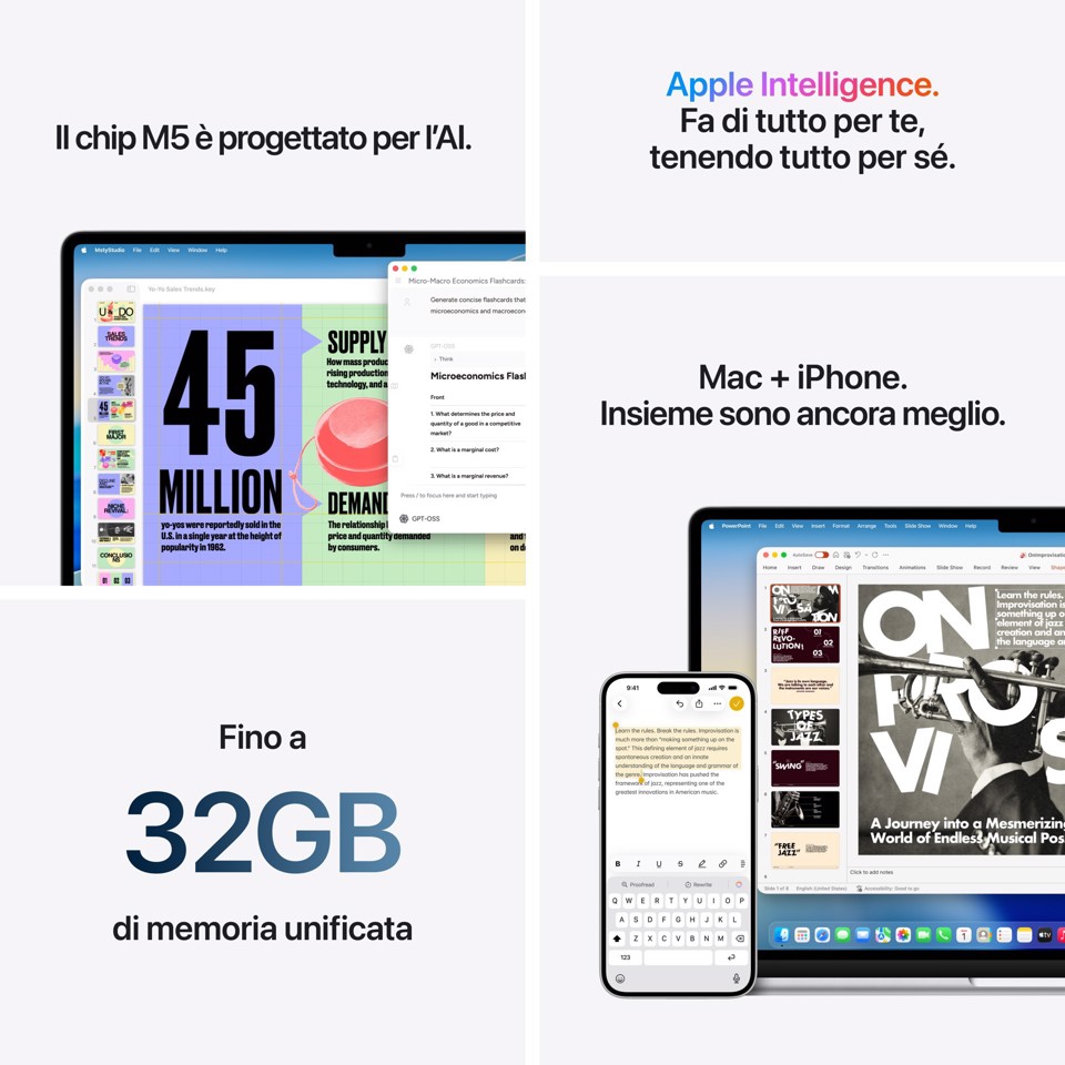 Apple MacBook Air 15" M5 chip 10‑core CPU 10‑core GPU, 24GB, 1TB SSD - Argento