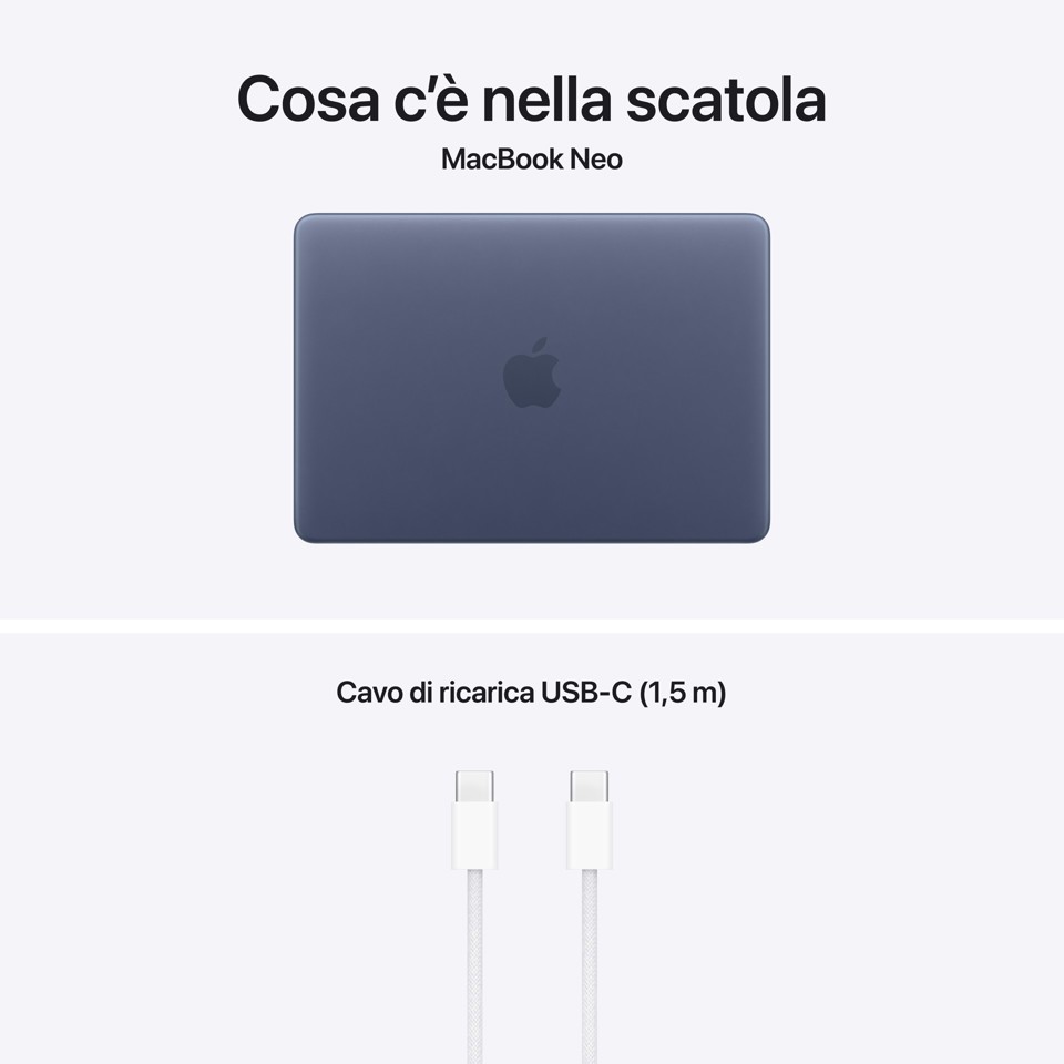 Apple MacBook Neo 13"A18 Pro chip 6‑core CPU 5‑core GPU 8GB 256GB SSD - Indaco