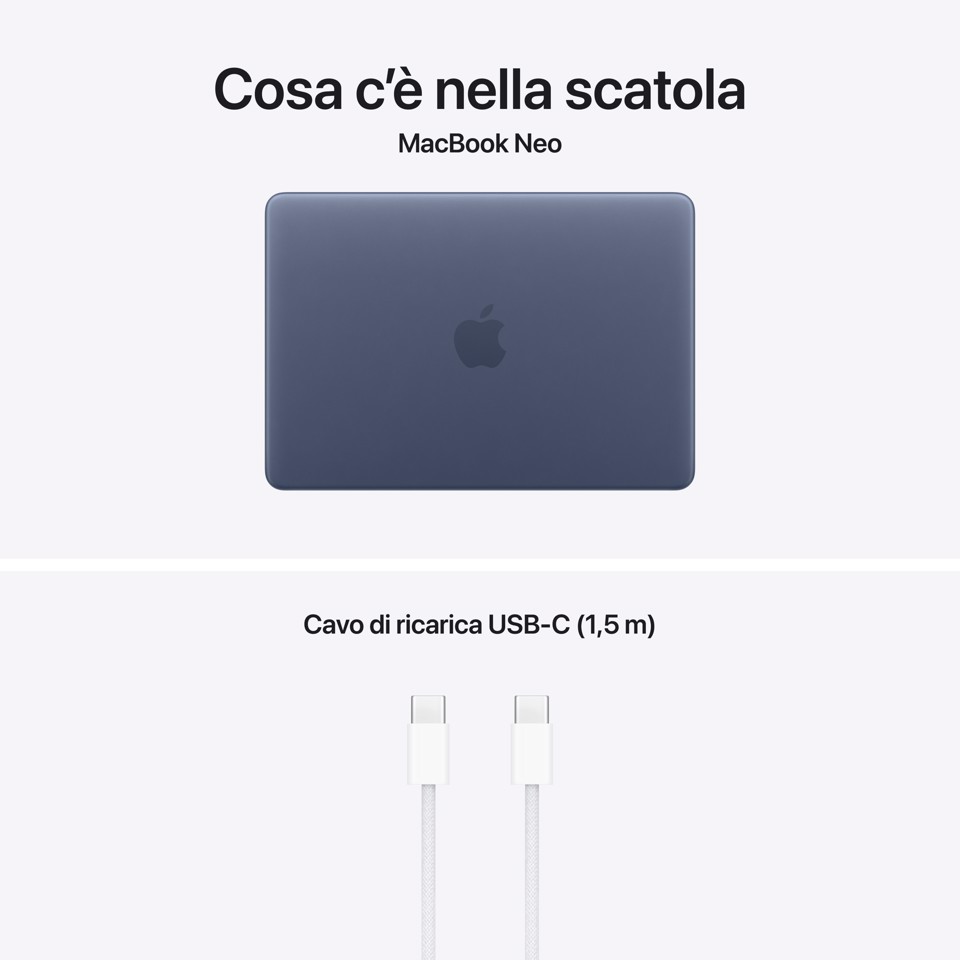 Apple MacBook Neo 13"A18 Pro chip 6‑core CPU 5‑core GPU 8GB 256GB SSD - Indaco