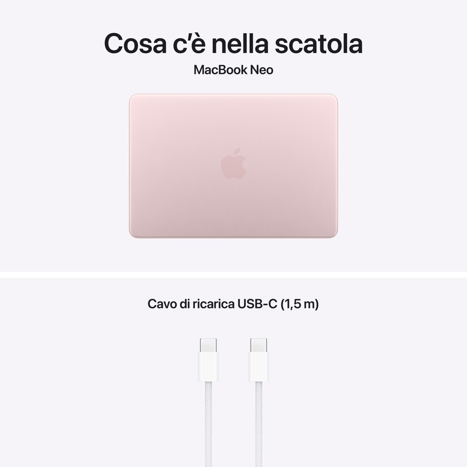 Apple MacBook Neo 13"A18 Pro chip 6‑core CPU 5‑core GPU 8GB 256GB SSD - Rosa pastello