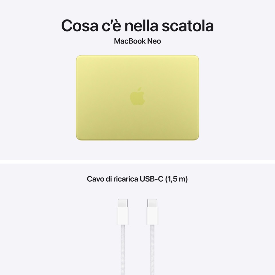 Apple MacBook Neo 13"A18 Pro chip 6‑core CPU 5‑core GPU 8GB 512GB SSD Touch ID - Giallo agrume